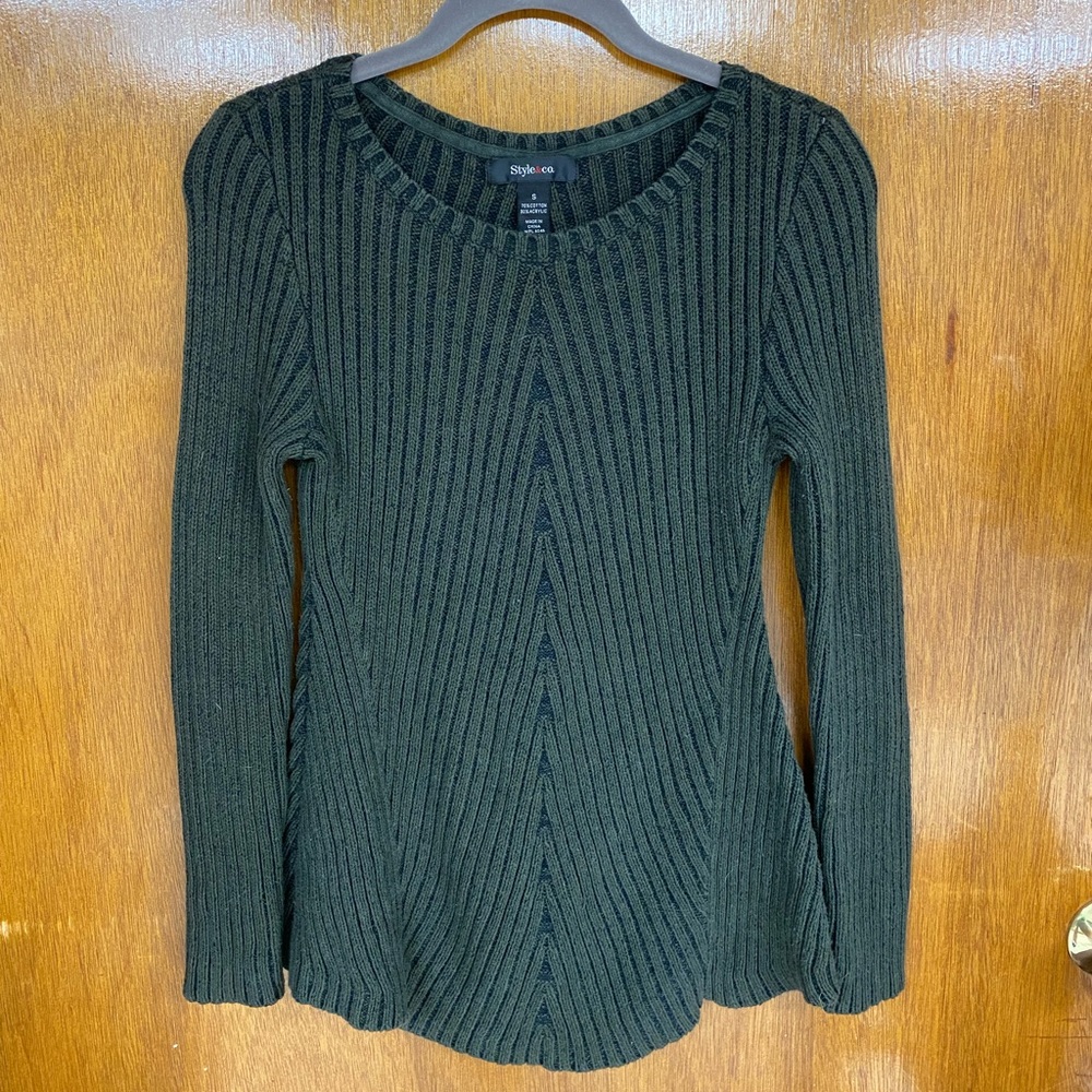 Green knit sweater, style & co